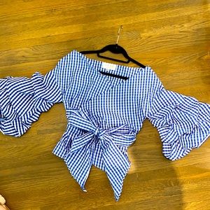 Gingham wrap top.